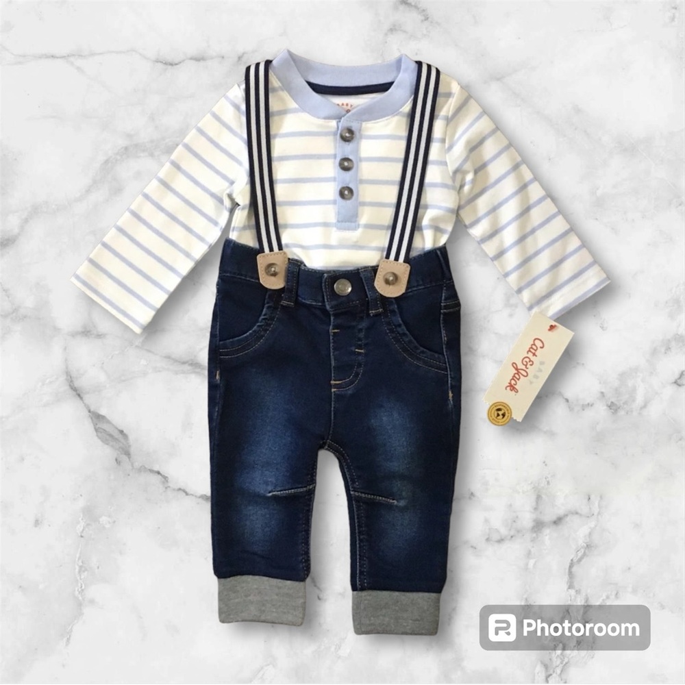 Baby Boys' Mini Man Suspender Top & Bottom Set - Cat & Jack Size 3/6 Months